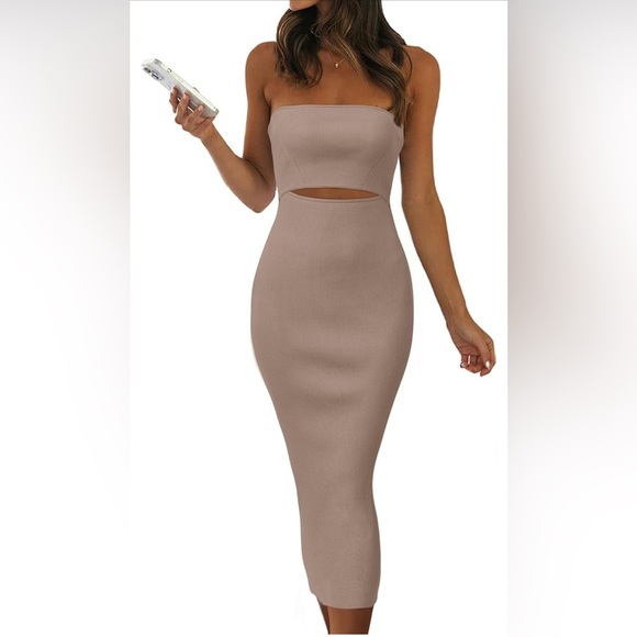 - Women's Summer Midi Bodycon Dress Strapless Cut Out Knit Tube Lon…
8042 - Picture 7 of 7